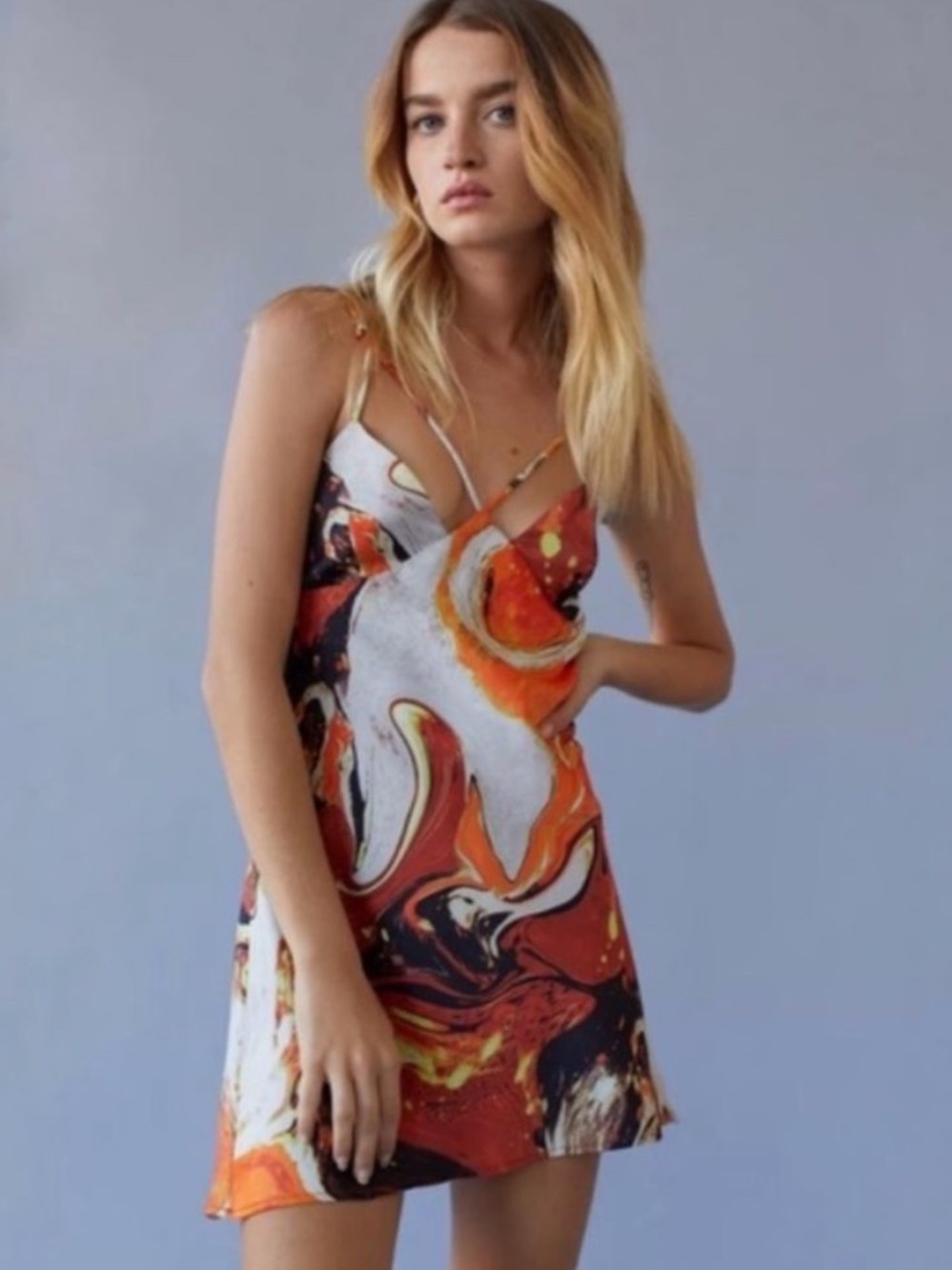 Urban Outfitters Pretty Please Marble Slip Dress